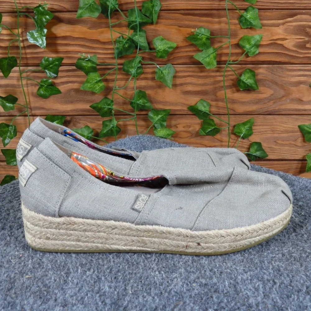 Skechers BOBS Highlights High‎ Jinx Women Espadrille Wedge 6.5 Summer Taupe Grey